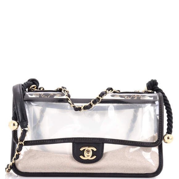 Chanel Medium Sand By The Sea Pearl Flap Bag PVC with Lambskin - Picture 1 of 6